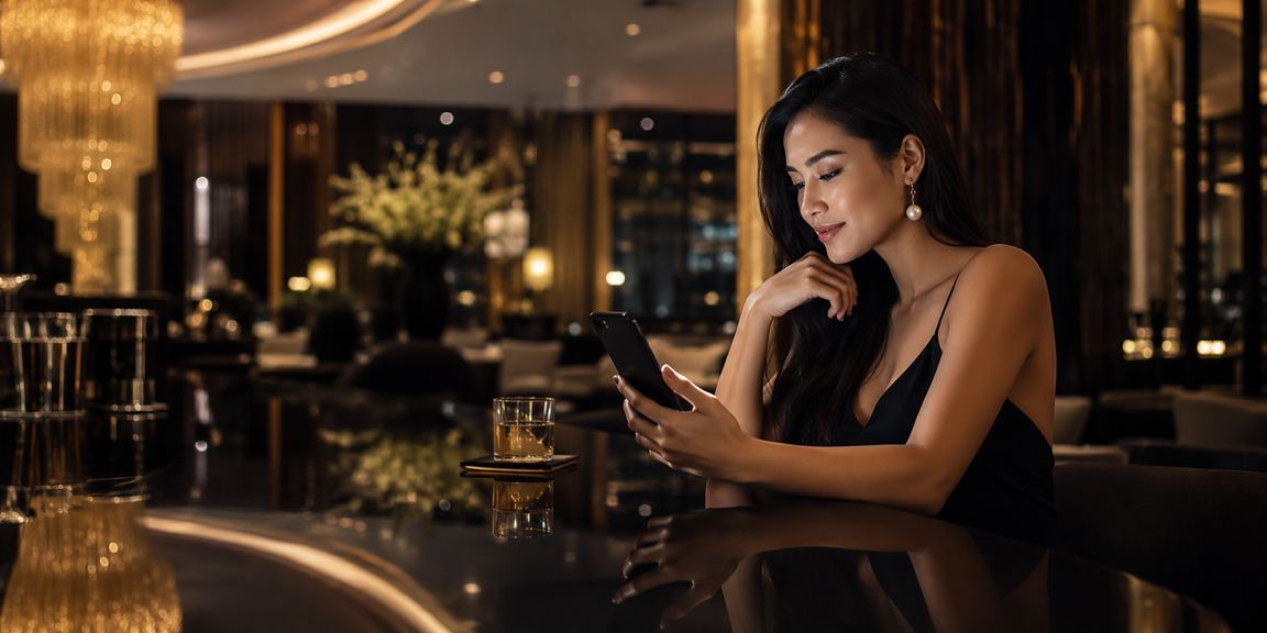 Pengguna menikmati permainan casino melalui perangkat mobile dengan tampilan interaktif